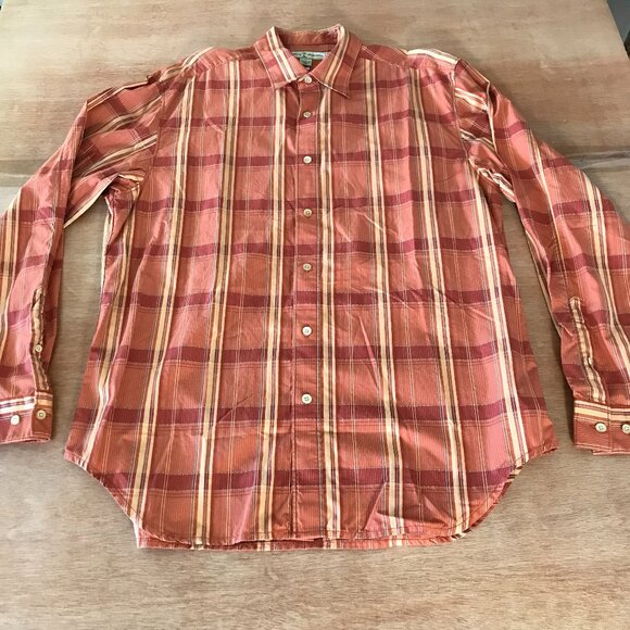 Tommy Bahama Shirt Men L Red Plaid Button Up Long Sleeve Collared Preppy 16463 - Picture 1 of 10